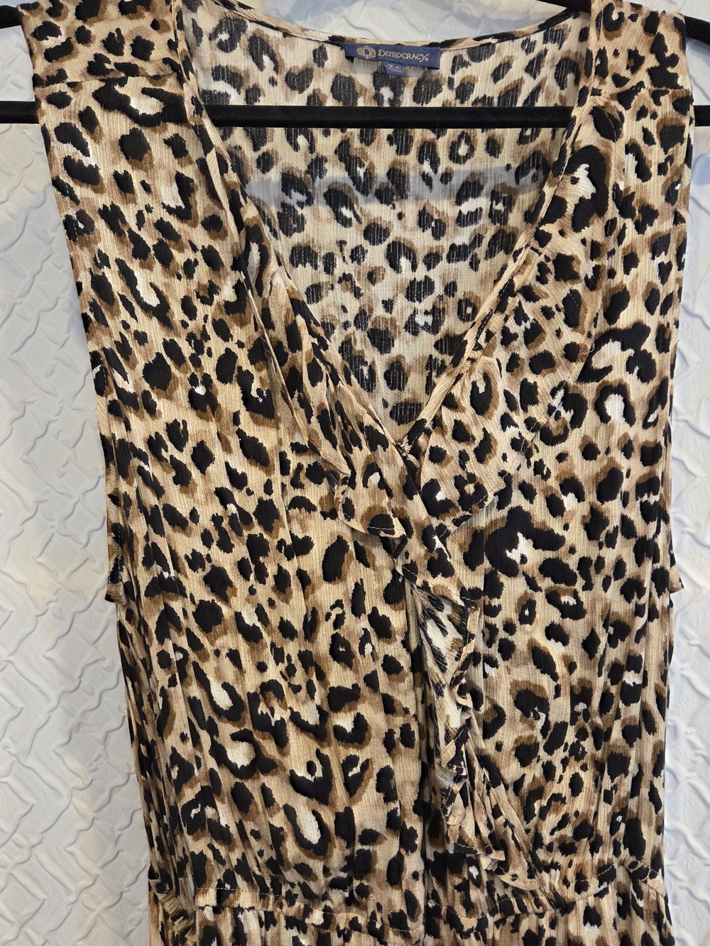Democracy Leopard-Print High-Low Dress in Beige and Black